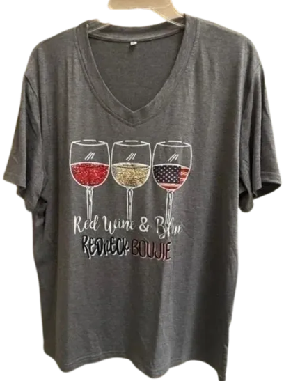 Womens Red Wine Blue T-Shirt